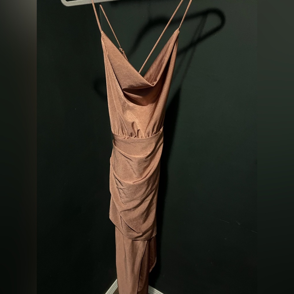 Lulu's Dusty Rose Asymmetrical Midi Dress